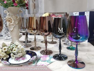 China Glassware Decoration PVD Coating Service , Pruple Color PVD Glass Coating Service for sale