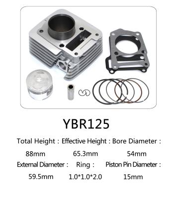 Chine YBR125 pour le kit de cylindre de moto avec le piston, anneau de piston, garniture, agrafe, goupille à vendre