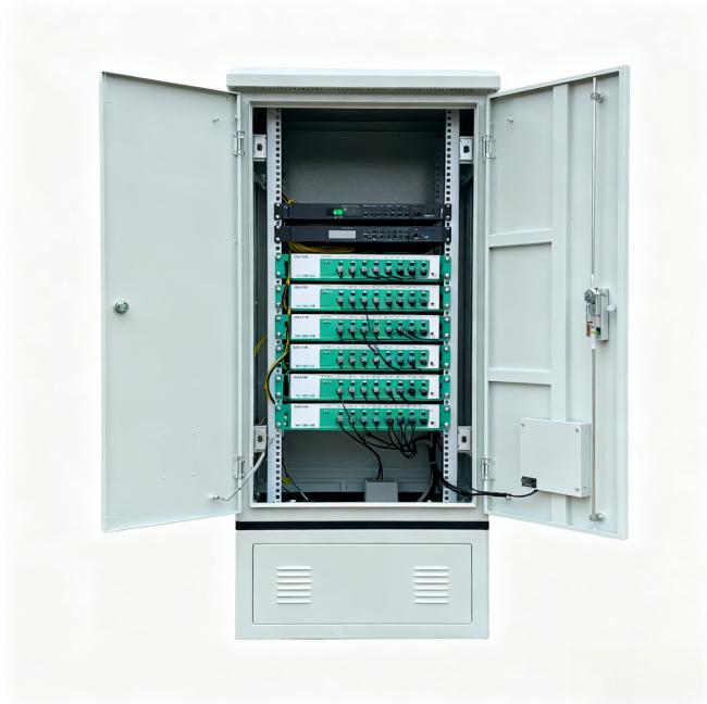 D Series Outdoor Power Distribution Cabinet interior view showing organized components and wiring layout