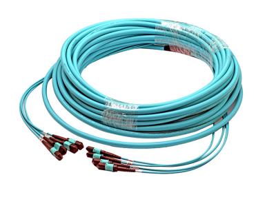 China Multimode Aqua Color MPO MTP Trunk Cable 12F 24F 48F Customize count for sale