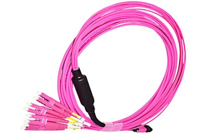 China Multimode Type B Duplex OM4 Fiber Optic Cable LC UPC LSZH MPO Breakout Cable for sale