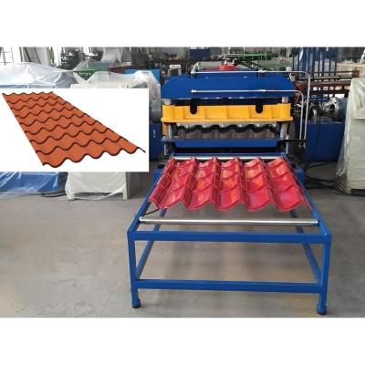 China Mexico Popular Zincalum Color Coated Q Step Tile Making Machine Glazed Tile Roof Sheet Roll Forming Machine for sale