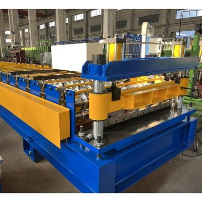 China 0.3mm Thickness Trapezoidal Roof Panel Roll Forming Machine,28mm Height PPGI Roofing Sheet Rolling Machine for sale