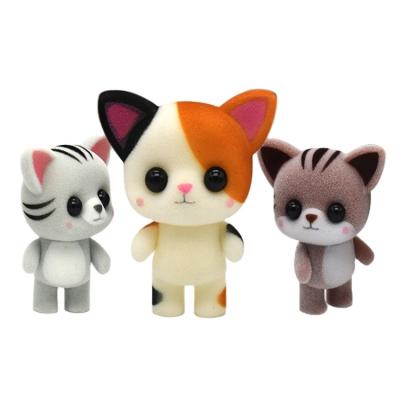 China Custom Flocking Plastic Animal Toy Cartoon Mini PVC Blind Box Flocked Figurines for sale
