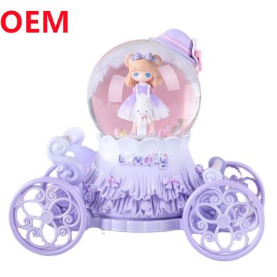 China Custom Polyresin Princess Light Up Water Globe Princess Snow Globe With Musical Box for sale