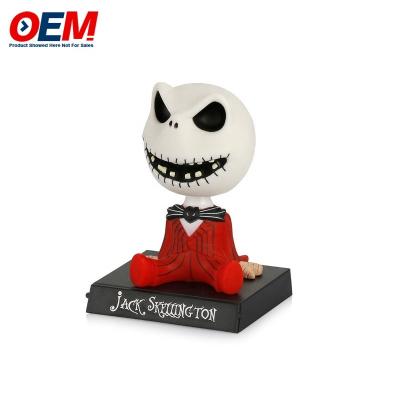 China Customized Solar Powered Bobble Head Dancing Toy OEM Skeletal Action Figurines Made Statues Car Dash Board Decorations for sale