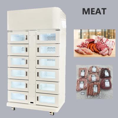 China Máquina de venda automática de frigorífico de arrefecimento de 24 horas para carne com scanner de código QR à venda