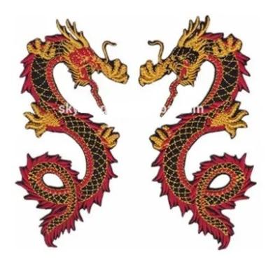 China Felt background custom dragon design embroidery patches for sale