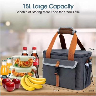 China 15l Portable Foldable 600d Oxford Cloth Cooler Lunch Bag With Shoulder Strap for sale