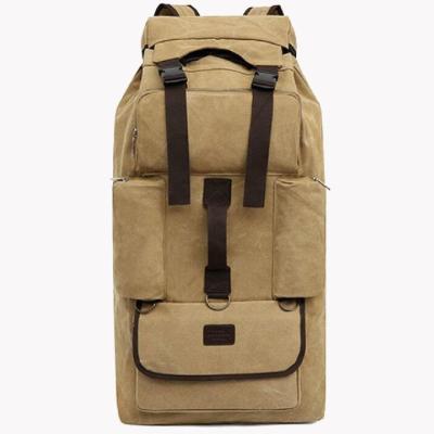 China 110 Liters Thick Canvas Long Distance Travel Hiking Backpack for sale