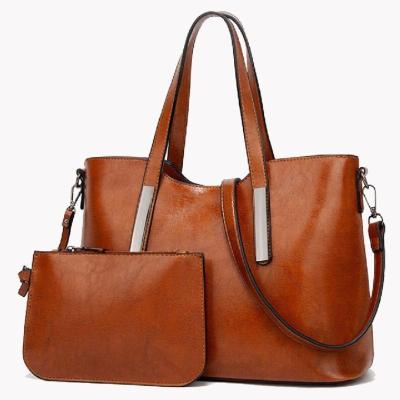 China Retro Ladies PU Leather Tote Bag And Purse Set for sale