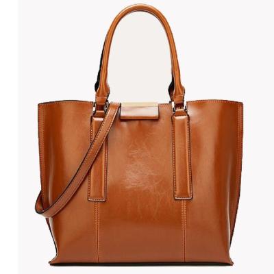 China Versatile Retro Oil Wax Skin One Shoulder Womens Tote Bags for sale