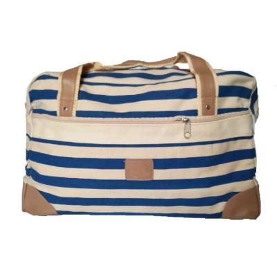 China Large Capacity Washable Stripes Canvas Travel Duffle Bag for sale