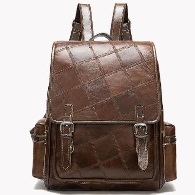 China Plaid First Layer Cowhide Lady'S Clamshell Backpack for sale