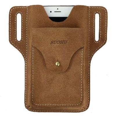 China Retro Leather Men Belt Bag OEM With Front Hasp Pocket for sale