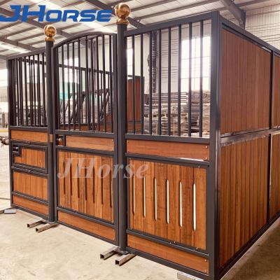 China Customized Miniature Horse Stalls Brass Horse Stall Finial Balls Portable With Revolving Door for sale