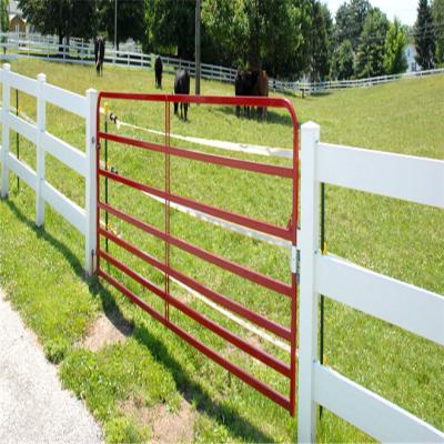 China Powder Coated Metal Livestock Fence Panels Farm Cattle Rail Double Gate for sale