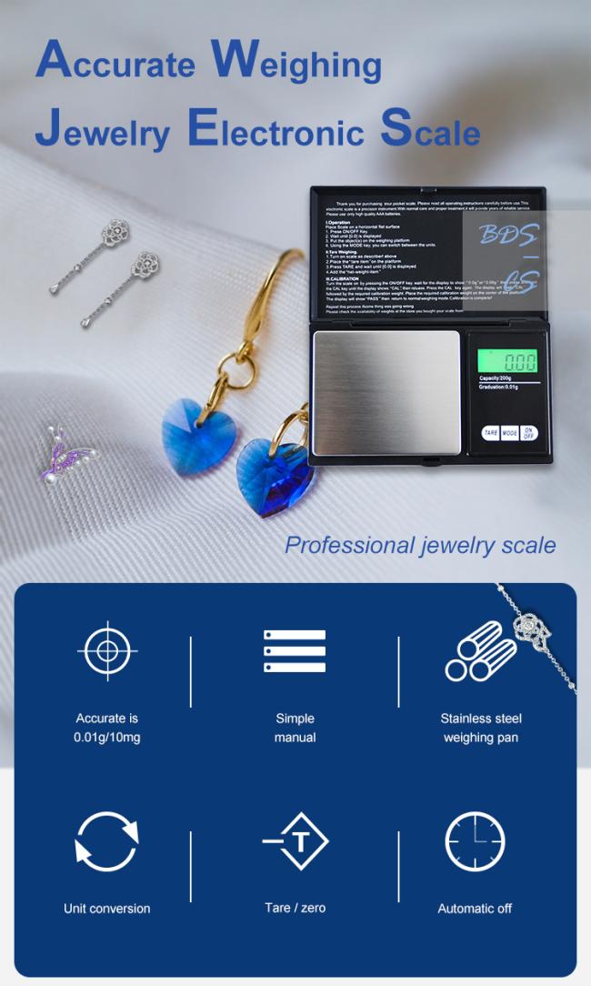 BDS-CS mini weighing 10mg digital pocket scale electronic powder scale jewelry gold scale weight