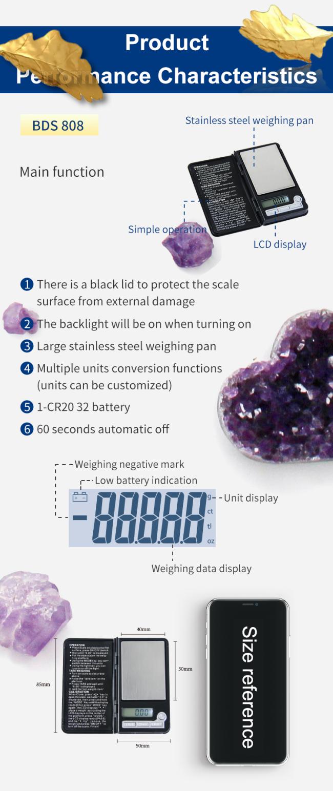 Digital Pocket Jewelry Scale Mini Scale Jewellery Black 0.01g Scale 10mg Small Portable Weigh Bascula