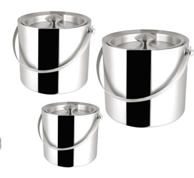China Bilayer Stainless steel ice bucket with handle SHKT-6503-04-05,metal ice bucket for sale