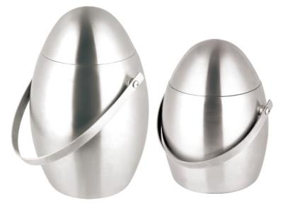China Bilayer Egg-shaped Stainless steel ice bucket with handle SHKT-6507-08,metal ice bucket for sale