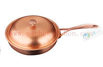 China Frying pan with material titanium and copper claded ,thickness 1.5mm and diamter 26cm for sale