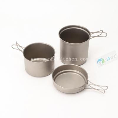 China Titanium backpacking cookare 3pcs set with calibration for sale