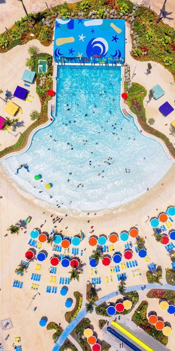 Completed water wave pool installation ready for operation