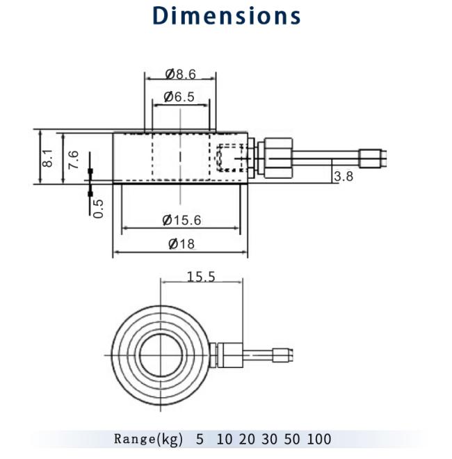 miniature through hole load cells 88mm loadcell donut load cell