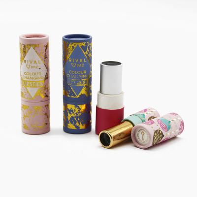 China Eco Friendly Cardboard Tube Gift Box For Lip Balm Packaging With Gold foil for sale