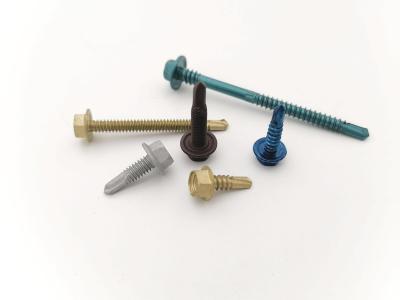 China Hex Washer Head Self Drilling Screws with High Grade Colorful Anticorrosive Coating Surface for sale