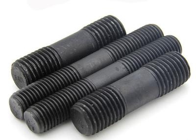 China Industrial Carbon Steel Double Ended Bolts M4 - M48 With Nuts Black Color for sale