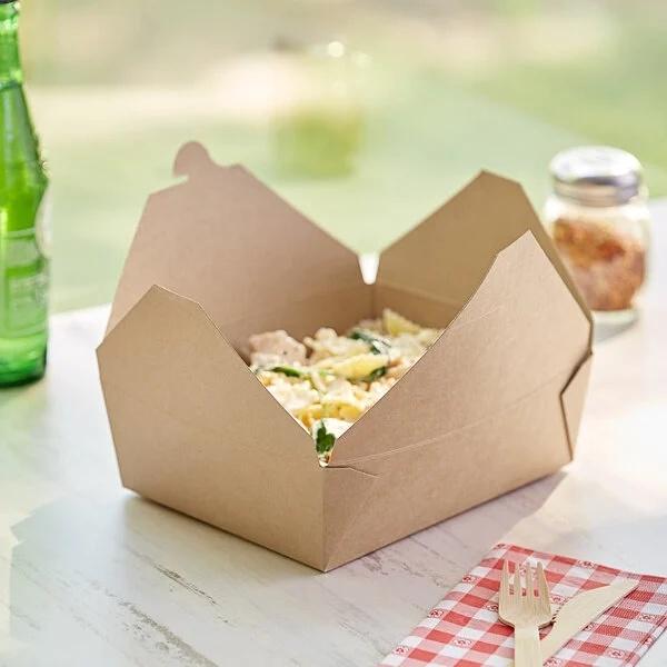 Rk Bakeware China Microwavable Folded Lunch Meal Food Box Kraft Microwavable Folded Paper Take out Container