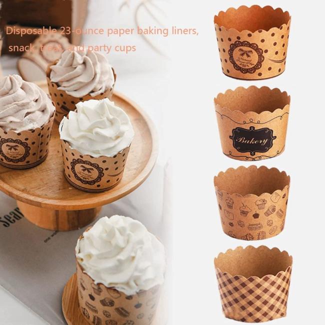 Rk Bakeware China Jumbo Cupcake Liner Jumbo Muffin Liners Kraft Paper Cake Baking Cup Food Grade & Grease-Proof Baking Cups Paper