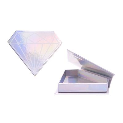 China CMYK Printing Diamond Eyelash Box , Creative Eyelash Packaging Laser Silver Cardboard for sale