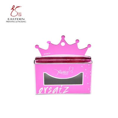 China Foldable 350gsm White Cardboard Eyelash Packaging Box Crown Shaped for sale