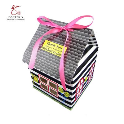 China Eastern House Shape CMYK Clolor Cake Packaging Boxes With Ribbons for sale