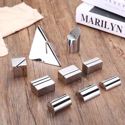 China Cuboid Stainless Steel Table card holder Wedding Metal Table Tent Holders for sale