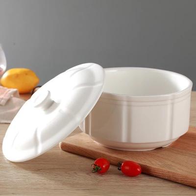 China White Ceramic Porcelain Soup Bowl Stock Pots For Hotel Restaurant Home for sale