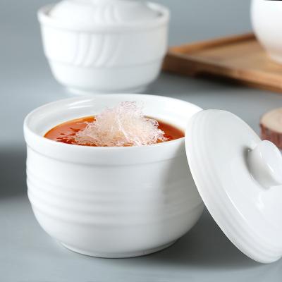 China White Cookware Ceramic Pot Sets Used In Kitchen Serving Soup Bowl Set With Lid for sale