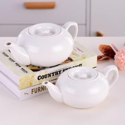 China Ceramic teapot set New Bone China White Round Porcelain tea pot with cup for sale