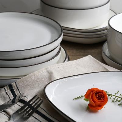 China White Household Hotel Restaurant Dinner Bowl Plate Spoon Ceramic Dinnerware for sale