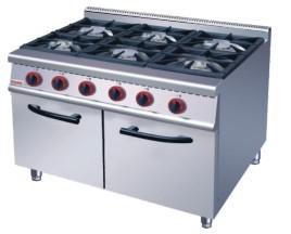 China CE 6 Burner Gas Range Commercial Cooking Equipments With Cabinet for sale
