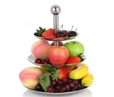 China Detachable 2 Tier Stainless Steel Fruit Basket Hotel Lobby Supplies for sale