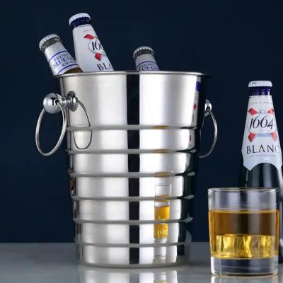 China Double Handles Stainless Steel Ice Bucket Coffee Bar Equipment Metal Drink Bucket for sale