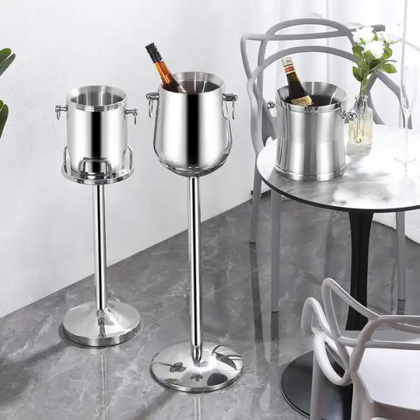 Quality SS304 Champagne Ice Bucket With Stand Coffee Bar Equipment for sale