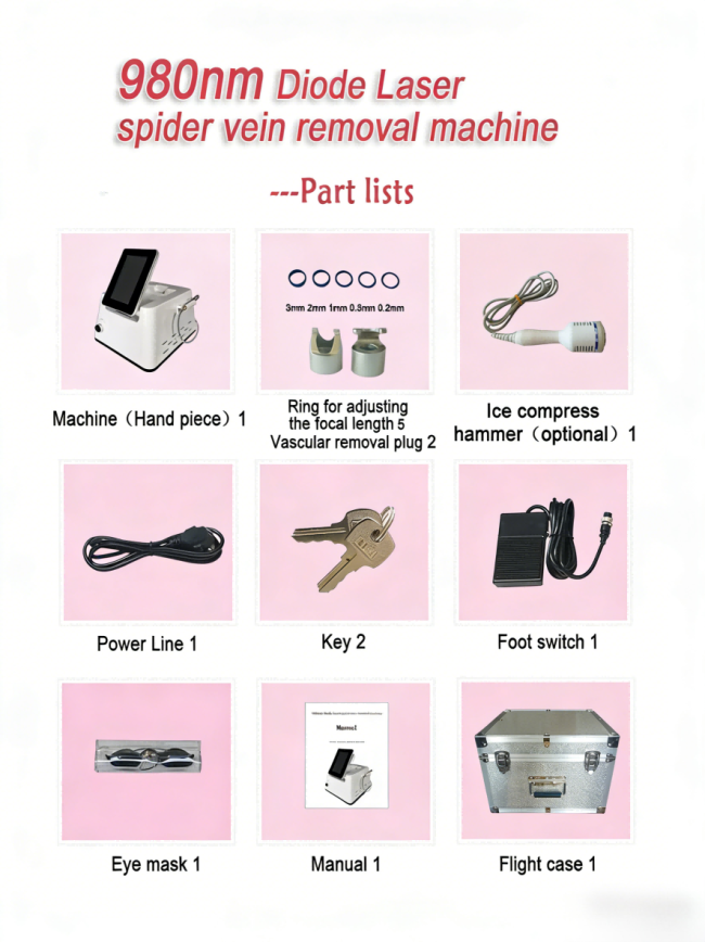 Professional 980nm Vascular Laser Machine with 30W Power and 7-inch Touch Screen for Skin Tag Removal 6