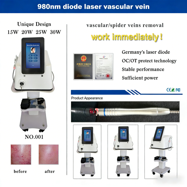 Professional 980nm Vascular Laser Machine with 30W Power and 7-inch Touch Screen for Skin Tag Removal 4