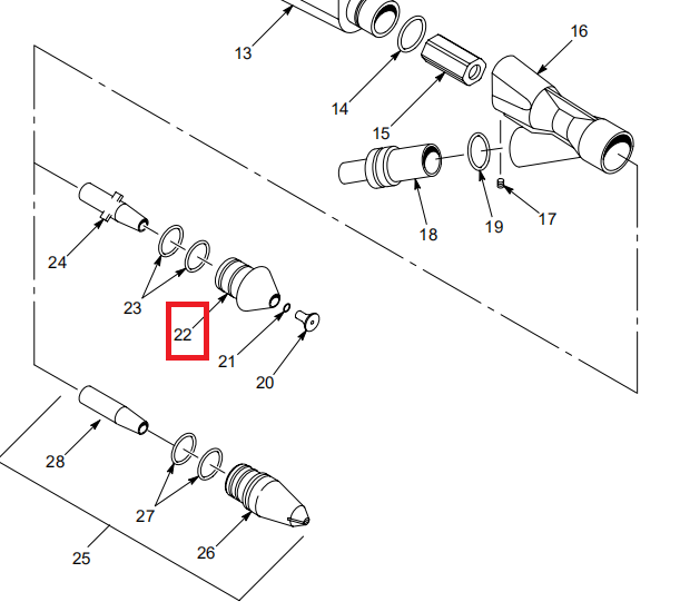 Technical diagram of powder coating gun nozzle
