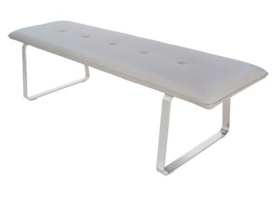 China Polyurethance PU Modern Dining Bench Heavy Duty Brushed Steel Leg for sale